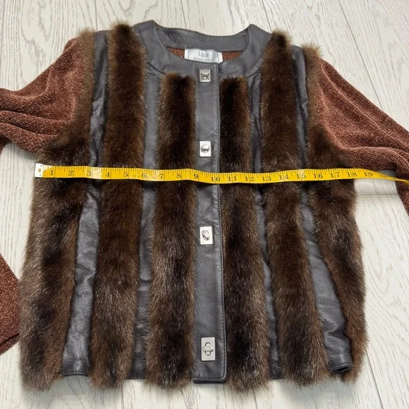 Lisa International Black and Brown Leather Jacket with Faux Fur - Picture 5 of 10